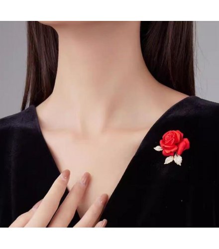 XSB283 - Fashionable Red Rose Brooch